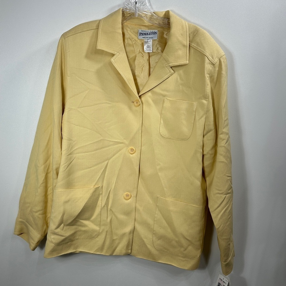 Pendleton Light Yellow Button-Up Jacket silk wool size 16. NWT.